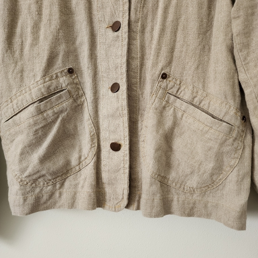 Sundance Button Front Linen Jacket Size P (Small) - image 3